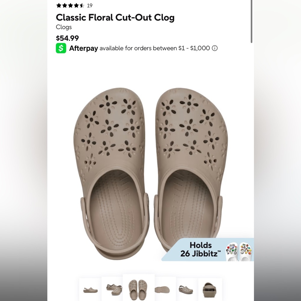 Crocs Floral Cutout Clog W10 NWOT Taupe
